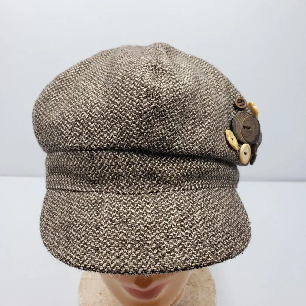 Old Navy 2006 Y2K Women's Cabbie Newsboy Cap Hat Tweed One Size